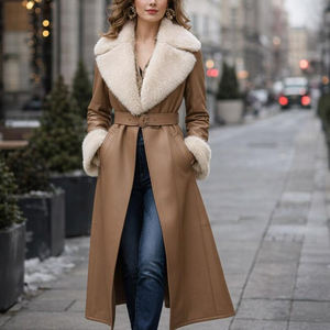 Abrigo Largo de Piel de Oveja Genuina para Mujer, con Cuello de Piel, Ropa de Invierno Ecológica, Resistente al Viento, Moderna y Casual - Product Image 5