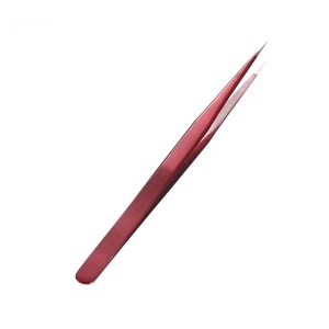Pince à épiler de précision en acier inoxydable violet à pointe lisse pour l'application d'extensions de cils - Product Image 2