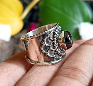 <b>925</b> Sterling <b>Silver</b> Handmade Classic Wedding <b>Ring</b> with Black Onyx Gemstone Fine Engagement and Anniversary Jewellery - Product Image 2