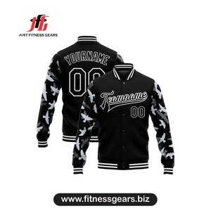 Veste universitaire personnalisée pour homme, noire et rouge, avec impression par sublimation, motif lettres, col rabattu, tenue décontractée pour l'automne - Product Image 4