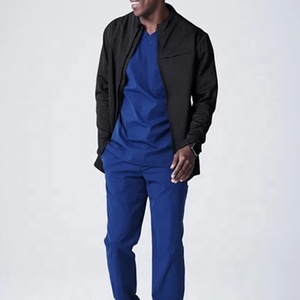 Blouse médicale zippée pour hommes en polyester et coton, fermeture éclair, manches longues, poches avant, qualité supérieure - Product Image 6