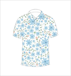 Men’s <b>White</b> Blue Floral Print <b>Polo</b> Shirt Short Sleeve Casual Summer Fashion Golf Shirt - Product Image 1