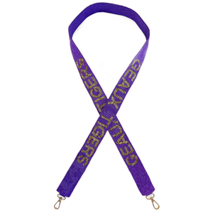 Geaux กระเป๋าเงินประดับลูกปัดสีทองม่วงมีสายคล้องคอคอคอคอตตอนอุปกรณ์เสริมวันเกมลายปักสำหรับแฟนๆใส่ได้ทุกวัน - Product Image 1