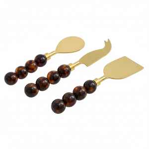 Decorative Resin Bead Handle Stainless Steel Cheese Knife Set Dishwasher <b>Safe</b> Eco-Friendly Table Top Cheese <b>Tools</b> Wholesale - Product Image 2