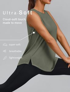 Camiseta sin mangas informal para mujer, de algodón elástico, ecológica, de secado rápido, cuello redondo, 180g, suave y transpirable para verano - Product Image 4