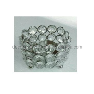Centres de table faits à la main en argent boule de cristal candélabre en relief rond métal réglage de table mariages pas cher cristal bougeoirs - Product Image 3