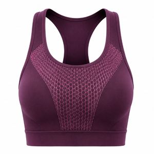 Soutien-gorge de sport dos nageur pour femme, col rond, empiècements en maille respirants, maintien élevé, sans coutures, pour le yoga, couleur unie, léger - Product Image 4