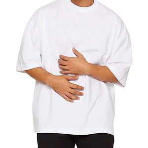 OEM Custom Unisex T-Shirts 100% Cotton <b>Plain</b> <b>White</b> <b>Tee</b> Casual Long Style Short Sleeves Oversized Fit With Logo Print Men stock - Product Image 4