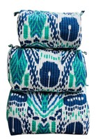 Magnifique Trousse de Toilette/Maquillage de Voyage Pliable et Matelassée en Coton Imprimé à la Main à Rayures Florales (Lot de 3) avec Fermeture Éclair