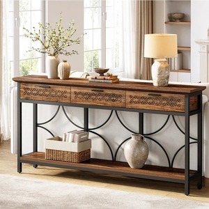 Mesa de Sofá Convertible Moderna, Larga y Estrecha, con Espejo y Almacenamiento, para Entrada de Hotel - Product Image 6