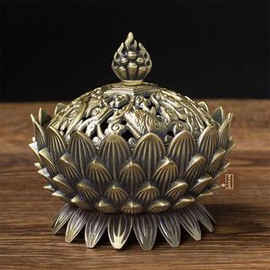 Quemador de incienso de metal con forma de loto para jardín, balcón, patio, templo, meditación y aromaterapia. - Product Image 1