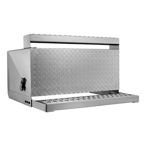 Cassetta Portautensili in Alluminio Rinforzato 79x76x48 cm per Semirimorchio, con Gradino di Accesso alla Cabina Impermeabile e Vassoio Portaoggetti - Product Image 1