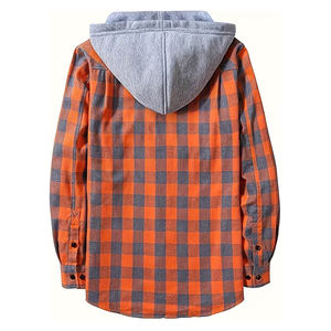 Veste en laine à capuche pour homme avec boutons en corne, logo frontal, une poche, coton et polyester, service OEM, vente en gros - Product Image 2