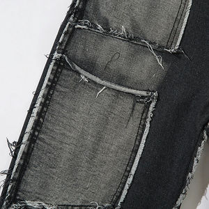 Jeans de mezclilla negros con lavado ácido y logotipo personalizado para hombre, corte recto, estilo desgastado, talla grande, venta al por mayor, invierno, otoño, verano - Product Image 6