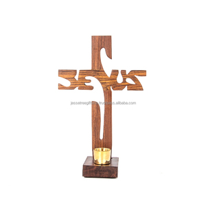 Cruz de madera hecha a mano con acabado de pulido de madera natural Letras Diseño de impresión Excelente calidad para Iglesia Precio al por mayor - Product Image 6