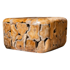 Luxury ARTERRA Premium Handcrafted Rustic Teak Root <b>Cube</b> Coffee <b>Table</b> Eco Friendly Living Room Furniture Combining Wood Texture - Product Image 2