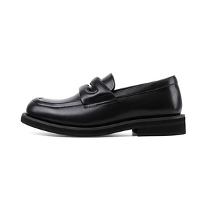 Square-toe loafers men thick-soled height-enhancing British style business casual <b>one</b>-piece black leather shoes - Product Image 5