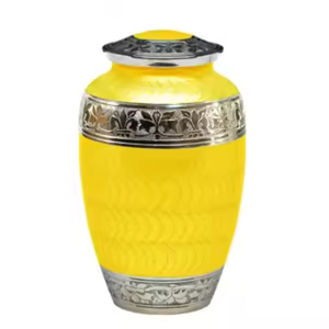 Wholesale Classic Crimson Red Brass Cremation Urn <b>For</b> Adult Human <b>Ashes</b> Elegant Gold Banded Metal Funeral Memorial Urn With Lid - Product Image 2