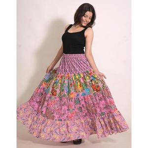 Women Handmade Cotton <b>Long</b> <b>Skirt</b> Floral Printed Boho Maxi <b>Skirt</b> Festival Beach Holiday Clothing - Product Image 1