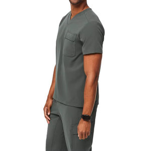 ชุดยูนิฟอร์มผ้าเนื้อนุ่มสีเทา ระบายอากาศได้ดี แฟชั่นทันสมัย สำหรับใช้ในโรงพยาบาลและสถานพยาบาล รับผลิตตามสั่งขายส่ง - Product Image 2
