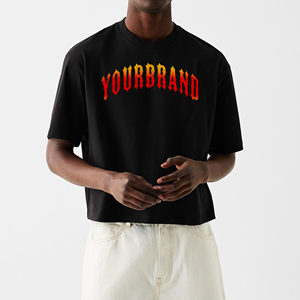 T-shirts courts coupe boxy personnalisés pour un look tendance – T-shirts classiques en coton épais à manches courtes et col rond pour hommes - Product Image 6