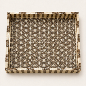 Wholesale Handmade Mother of Pearl Inlay Decorative Tray Starburst Pattern Capiz Shell Serving Platter for Luxury <b>Home</b> Decor - Product Image 3