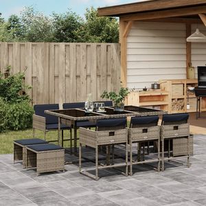 Poly Rattan Patio Dining Set 10 Seater Foldable Garden Furniture Outdoor Contemporary Style <b>Grey</b> Wicker <b>Frame</b> - Product Image 1