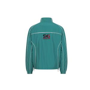 Veste de sport coupe-vent pour homme avec logo personnalisé, fermeture éclair intégrale, col montant, veste de course sportive verte - Product Image 6