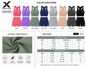 Ensemble de yoga côtelé 2 pièces pour femme X Sports City – Short taille haute sans couture et débardeur dos nageur à col rond, couleur unie, respirant et compressif - Product Image 6