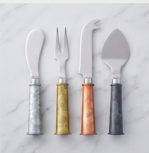 Ensemble de 4 couteaux à fromage en acier inoxydable avec manches en métal multicolores, outils à fromage pour la cuisine et la maison - Product Image 3