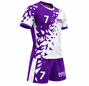 Conjunto de Camiseta y Pantalones Cortos de Fútbol Sublimados en Blanco y Morado para Hombre, Marca Index Sport Wear - Product Image 3