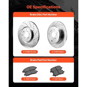 Kit Freni Anteriori e Posteriori Forati e Scanalati Compatibili con Acura MDX 2007-2013, Acura ZDX 2010-2013, Honda Pilot 2009-2014 - Product Image 3