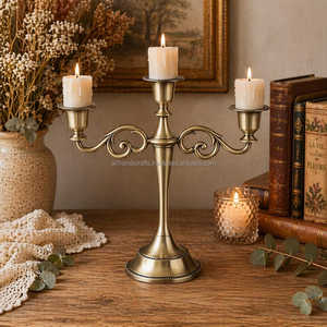 <b>Small</b> & Tall Vintage Metal Candelabras Aluminum <b>Candle</b> Holders B2B Wholesale Supply for Boutique Decor Shops - Product Image 2