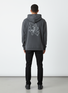 Sudadera con capucha personalizada de algodón de alto gramaje, lavada y desgastada, de corte oversize y holgado, con dobladillo sin rematar, bordada, estilo streetwear y hip-hop - Product Image 4