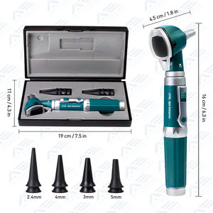 <b>Ear</b> <b>Scope</b> with Light Fiber Optic Otoscope Pocket Diagnostic Tool for <b>Ear</b> Infections with Hard Plastic Case Green Color - Product Image 3