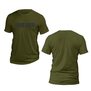 T-shirt rouge à manches courtes pour homme, col rond, coupe classique, jersey de coton, décontracté, imprimé sur le devant, couleur unie - Product Image 4