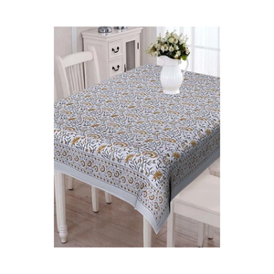 Floral Lightweight Custom Greyish Woven 100% Cotton GOTS Certified Embroidered Classic Home <b>Tablecloth</b> 60x120 Inches Year-Round - Product Image 1