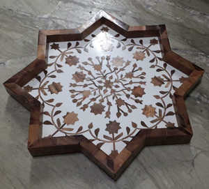 ถาดกลมเรซินที่ฝังไว้อย่างสวยงามสำหรับบ้านโรงแรมและร้านอาหารถาดเรซิ่นสำหรับฝังหอยมุก - Product Image 3