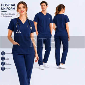 Hot Sale Medical <b>Scrub</b> <b>Set</b> for Nurses Soft Polyester Unisex Hospital Uniform by Raw to Fine - Product Image 5