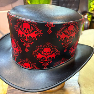 Gothic Skull Pattern Top <b>Hat</b> Black Red Halloween Party <b>Hat</b> Unisex Adult <b>Steampunk</b> Victorian Style - Product Image 3