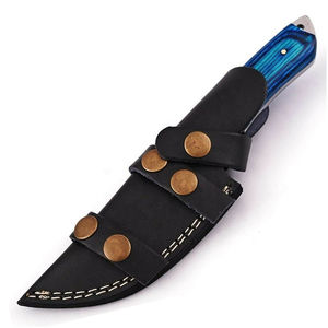 Cuchillo de Caza de Acero de Damasco de 10 Pulgadas al por Mayor, con Logotipo Personalizado Gratuito, Hoja Fija, para Acampar al Aire Libre, con Funda de Cuero, OEM - Product Image 6