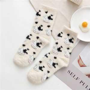 Autumn Funny Cute Cozy Fluffy <b>Fuzzy</b> Cartoon Themed Warm Dress Breathable Animal Cow Crew <b>Socks</b> for Men - Product Image 3