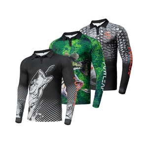 Polo de pêche unisexe à manches longues pour la saison estivale, imprimé par sublimation, col vert camouflage, style UPF 50, antibactérien - Product Image 5