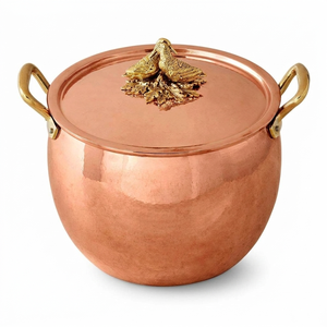 Olla de Cobre Martillado de Lujo con Tapa y Asas de Latón con Diseño de Pájaro, Cacerola de Cocina, Utensilios de Cocina al por Mayor, Sartenes Elegantes Personalizadas - Product Image 1