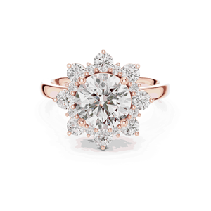 Bague en or massif 18 carats d'inspiration jardin, mettant en valeur un diamant de laboratoire couleur E de 2,00 CTW avec des accents floraux de 0,74 CTW, pour un cadeau spécial - Product Image 5