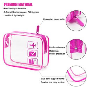 MODENGKONGJIAN Set di 3 Borse da Viaggio per Cosmetici Approvate TSA, Formato Quarto, Trasparenti, per Uomo e Donna - Product Image 3