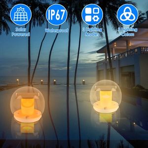 2 lampes solaires flottantes pour piscine, étanches IP67, en forme de globe, avec 3 modes d'éclairage, lampes solaires à piquet effet flamme - Product Image 4