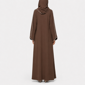 High Quality ODM Customized Winter <b>Summer</b> <b>Abaya</b> Set for Women Casual Wear V Neck Open Front Long Sleeve Ankle Length White - Product Image 4