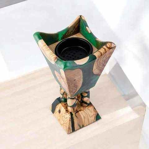 Brûleur d'encens moderne en bois et résine pour rituels aromatiques, accessoires de décoration et de relaxation pour salon - Product Image 4
