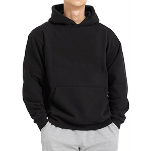 Sweat-shirt à capuche en molleton crème pour homme, coupe ample, couleur unie, pull décontracté avec poche avant, vêtement d'automne - Product Image 2